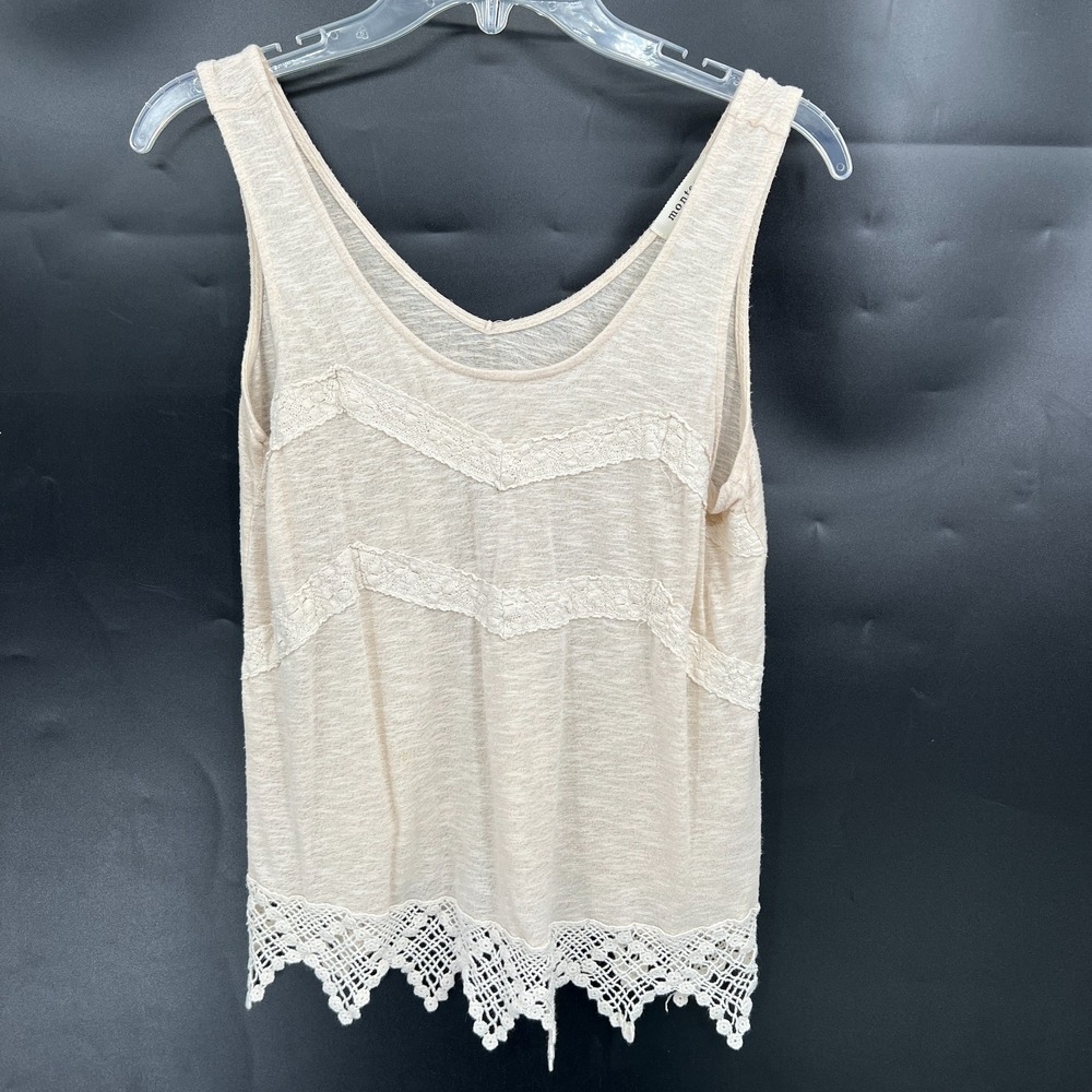 Monteau coastal cowgirl granddaughter tank top lace crochet top beige boho XL